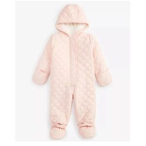First Impressions Baby 18 Months Pink Sherpa Lined Quilted‎ Snowsuit Pram Suit